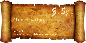 Zier Szabina névjegykártya